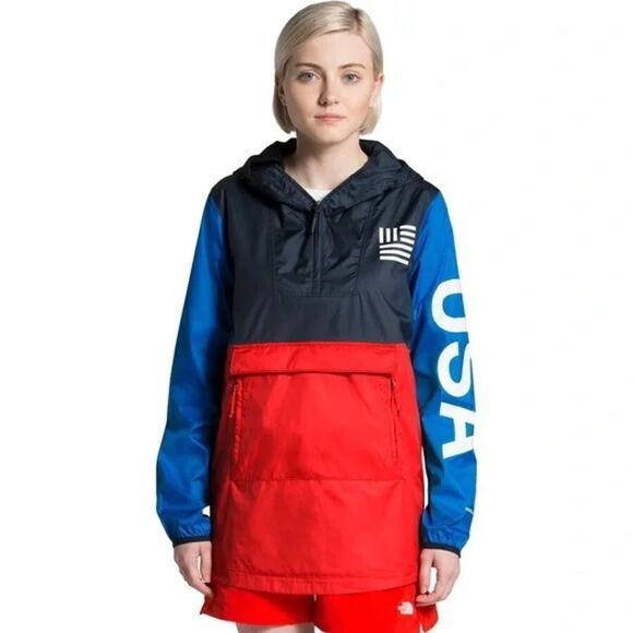 NWT The North Face L & XL USA Olympic Pullover Anorak Jacket Red White Blue Pack - Picture 1 of 16
